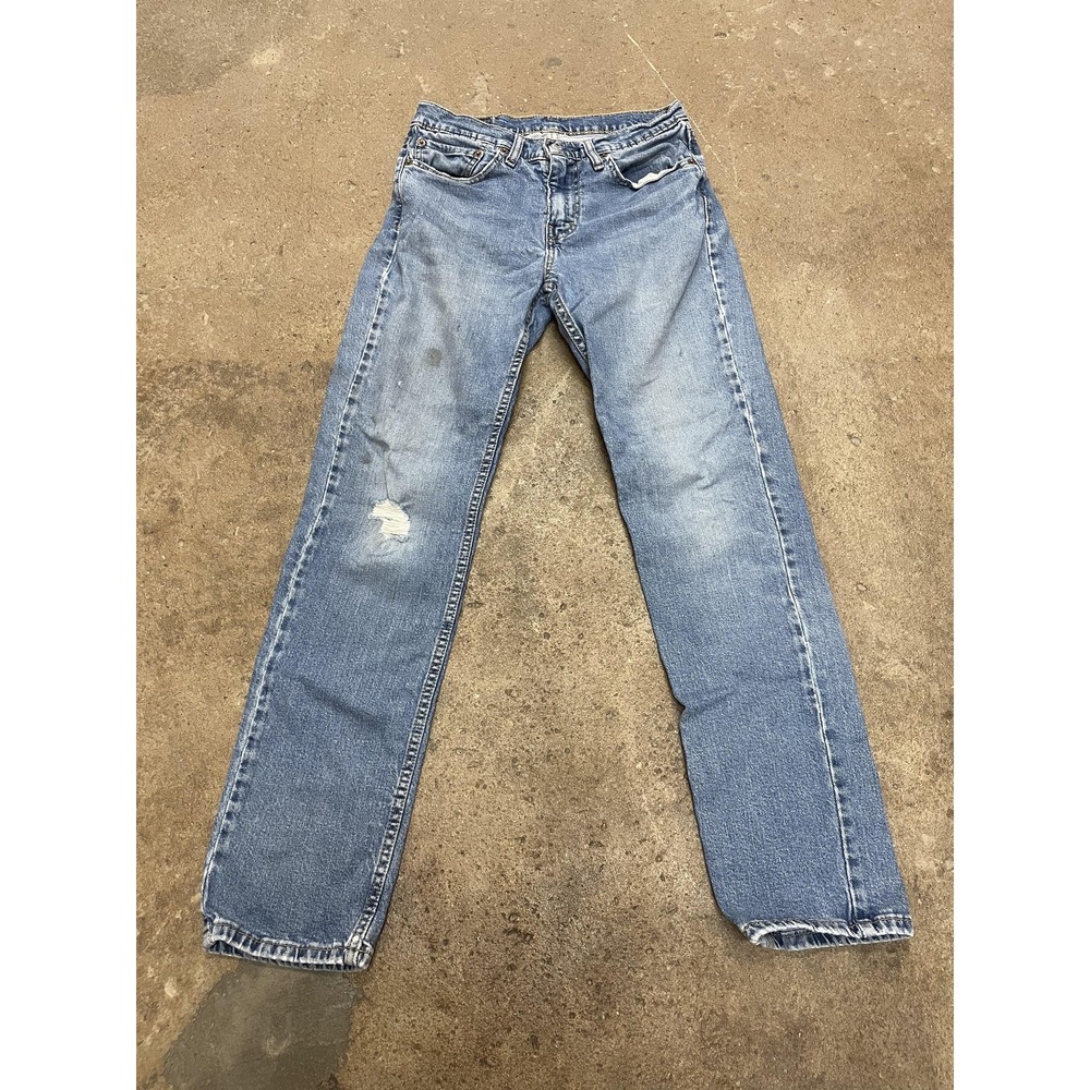 Levi's 511 Jeans Mens 31x32 Blue Slim Fit Mid Rise Straight Leg Distressed Denim